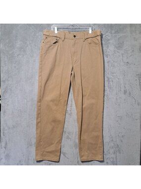 Lands End Men 38 Beige Traditional Fit Straight Leg High Rise Cotton Denim Pants